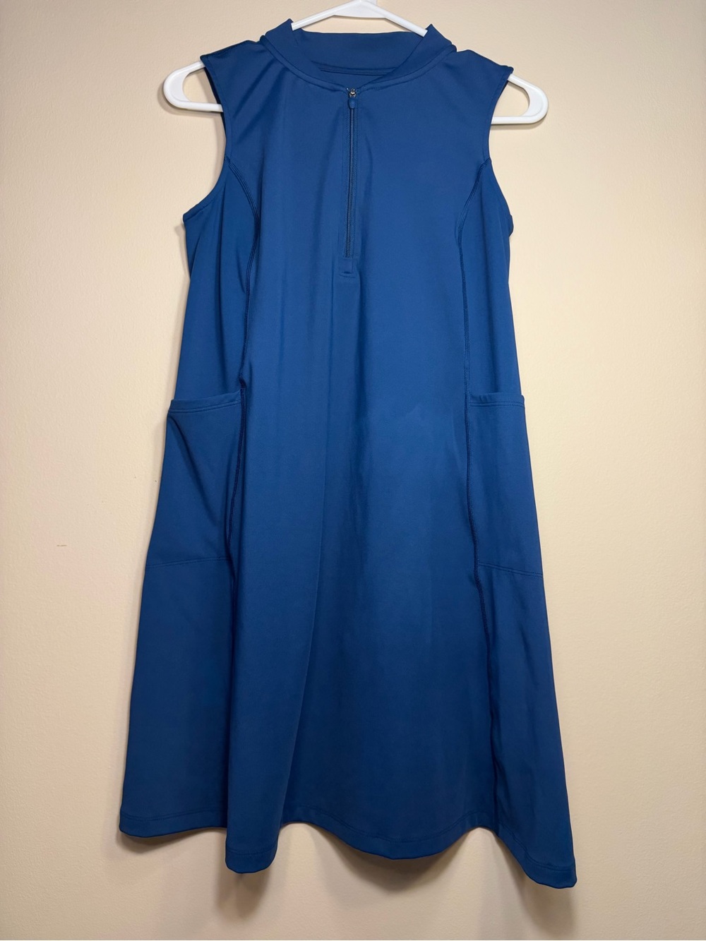 tek gear Sleeveless Royal Blue A-Line Dress with Front Zip - Picture 2 of 5